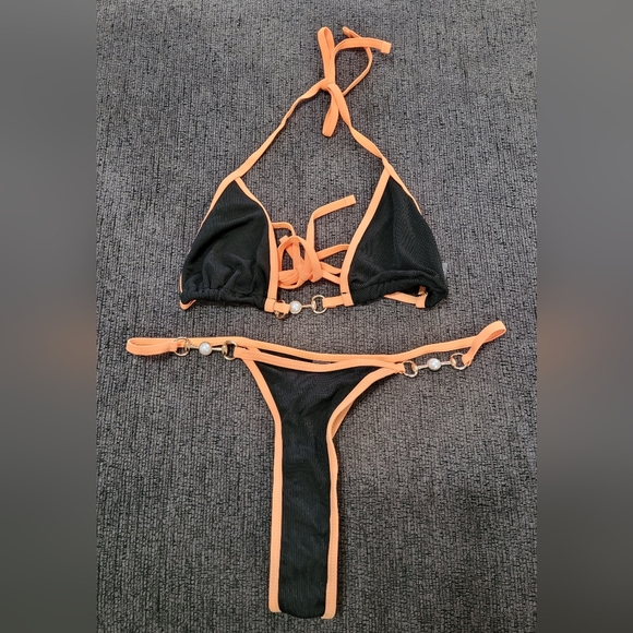 Womens Ribbed Halter Thong Bikini - Picture 6 of 10